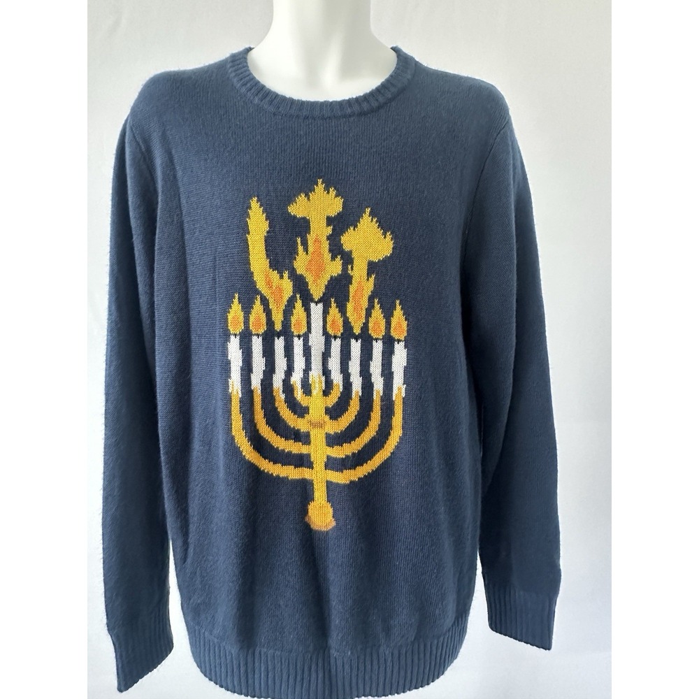 JACK THREADS Menorah Holiday Sweater Sz L (B42) Hanukkah
